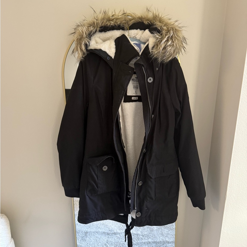 Hollister Faux Fur Black Parka